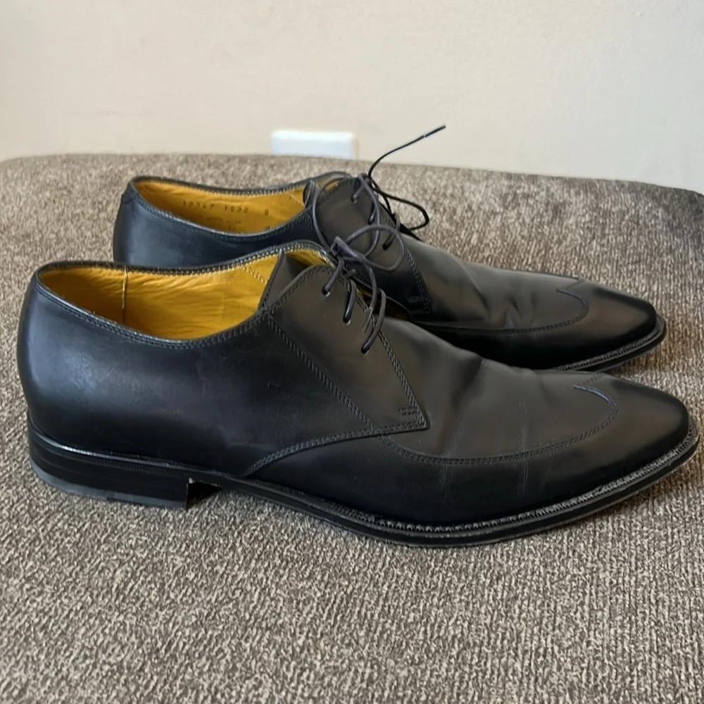 Boss Hugo Boss Mens Lace Up Wing Tip Oxford Black‎ Leather Shoes 9